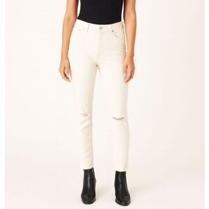 All Saints Lola Slim Fit Cropped Jeans White‎ Distressed Frayed Hem Women’s Size